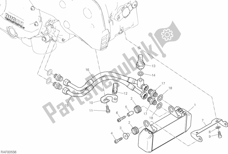 Tutte le parti per il Radiatore Dell'olio del Ducati Hypermotard 939 Thailand 2017